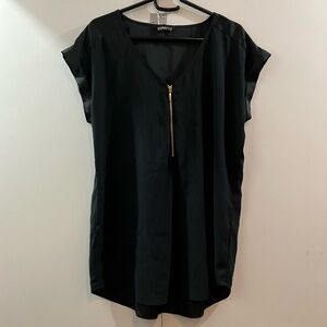 Express Black Blouse with Gold Zipper